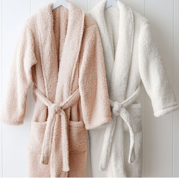 Pottery Barn Knee Length Teddy Bear Fluffy Cozy Sherpa Robe Ballet Blush Pink M - Picture 10 of 10